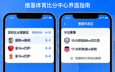 维基体育比分中心界面指南，展示实时比分更新与赛事列表